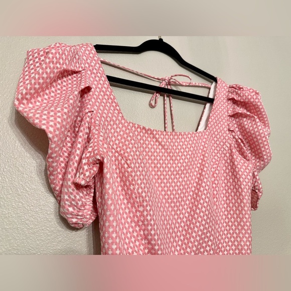 Puff sleeve bodysuit pink and white size medium - Picture 4 of 14